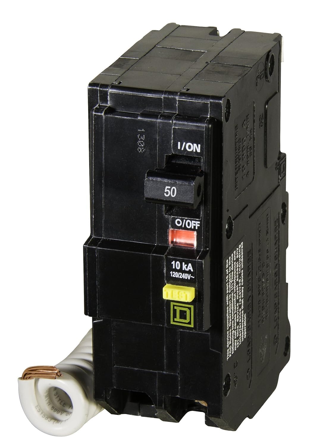 QO250GFICP mounted in a panel board setup for damp-location use