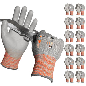 Schwer 12-pair ANSI Cut Level 5 gloves with PU coating – palm protection.