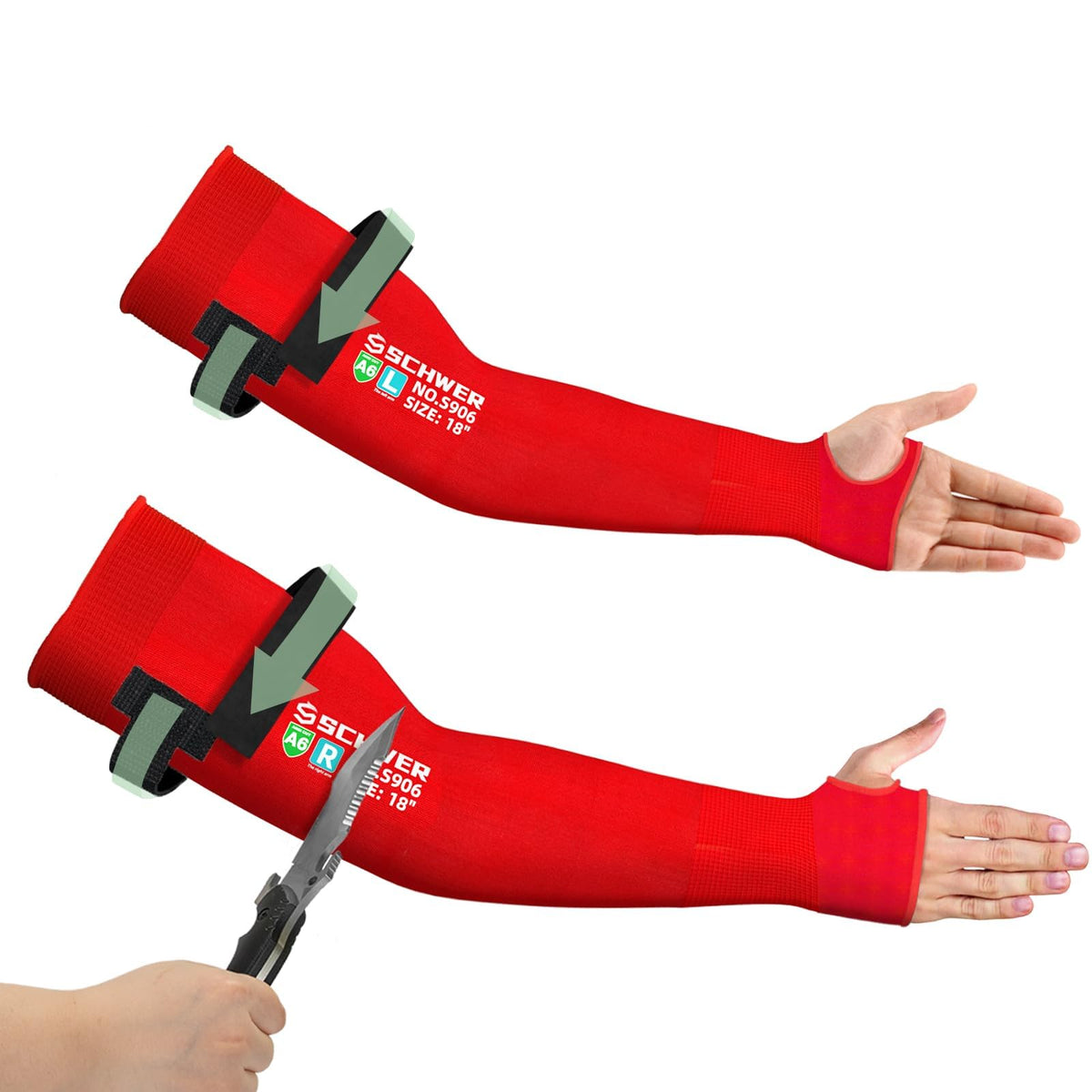 Schwer AIR-SKIN arm sleeve in action demonstrates rugged cut protection for demanding tasks.