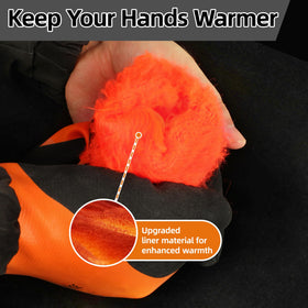 Schwer high-visibility orange gloves for safe outdoor work in cold weather.