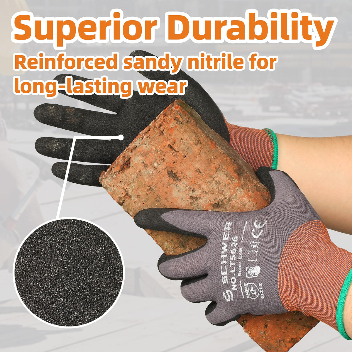 Schwer Level 6 abrasion-resistant gloves tested for long-lasting durability.