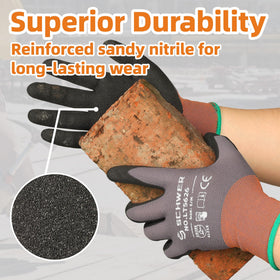 Schwer Level 6 abrasion-resistant gloves tested for long-lasting durability.