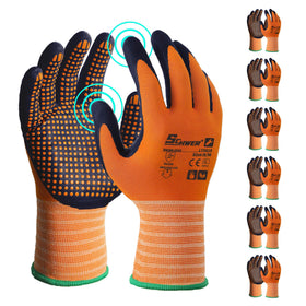 Schwer MicroFoam nitrile gloves with palm dots provide durable grip for heavy tasks