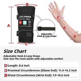 Schwer PM915 arm sleeve features adjustable hook-and-loop closure for secure, customizable fit.