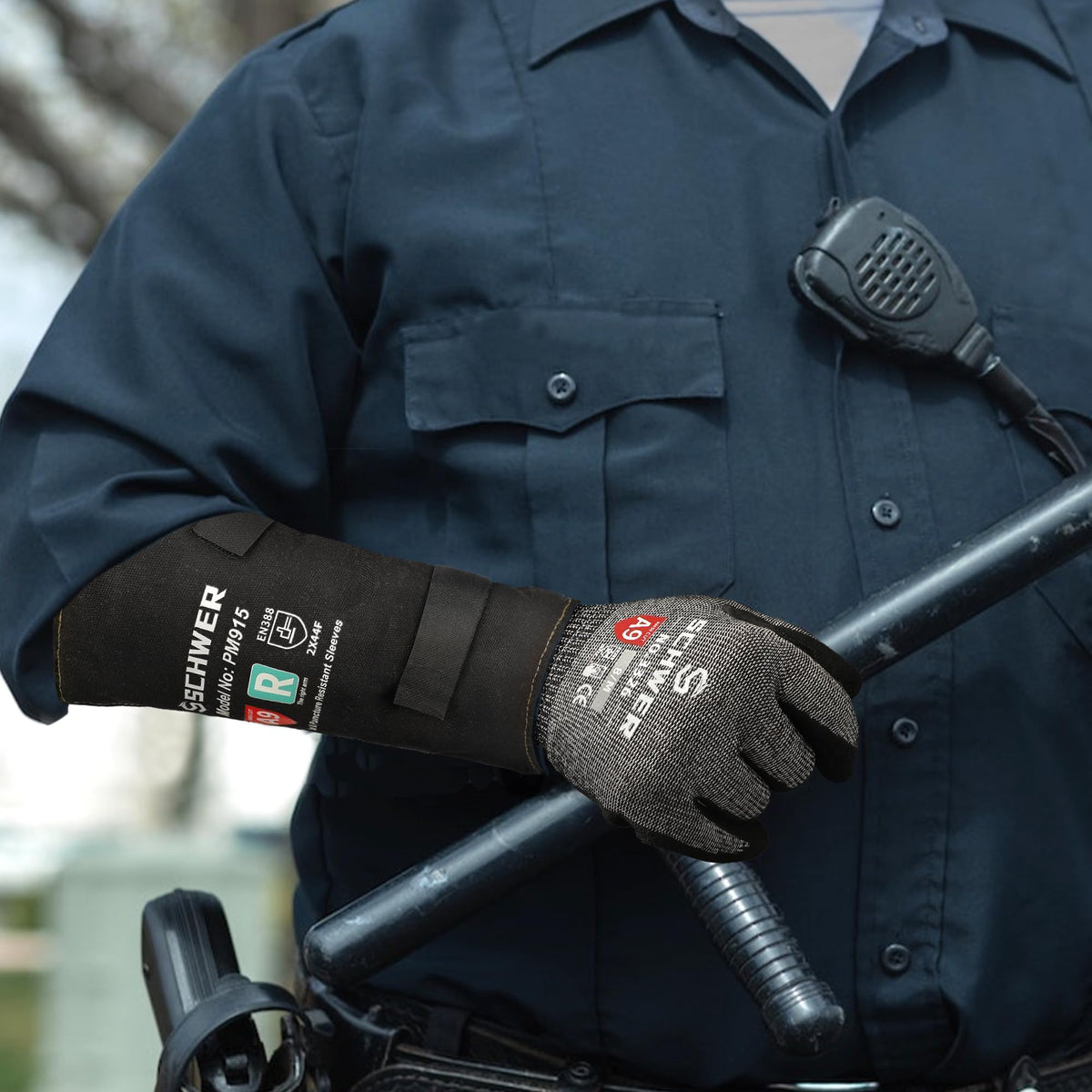 Schwer PM915 arm sleeve compact in a pack for on-the-go protection.