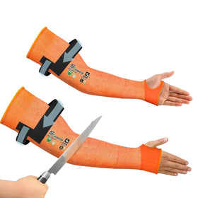 Schwer PRO-SKIN ANSI A9 arm sleeves front view, lightweight cut protection for busy workdays.