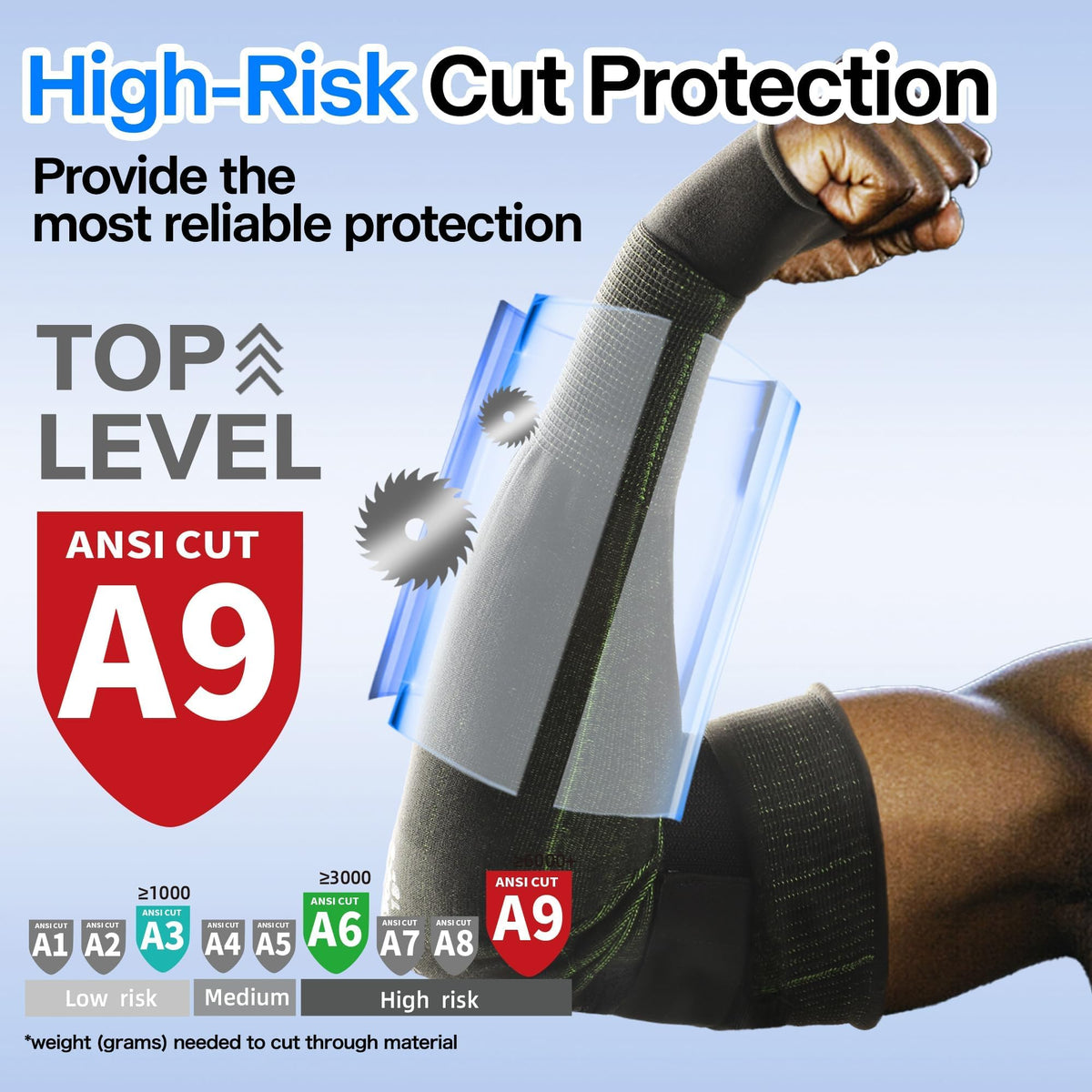 UPF50+ sleeve with high UVA UVB protection for outdoor work
