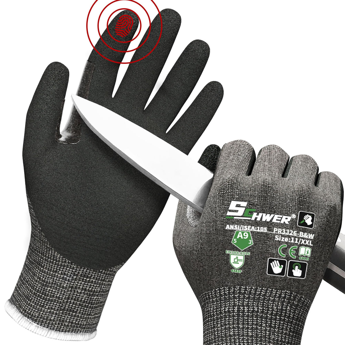 Schwer ProGuard glove front view showing durable cut-resistant design for tough tasks.