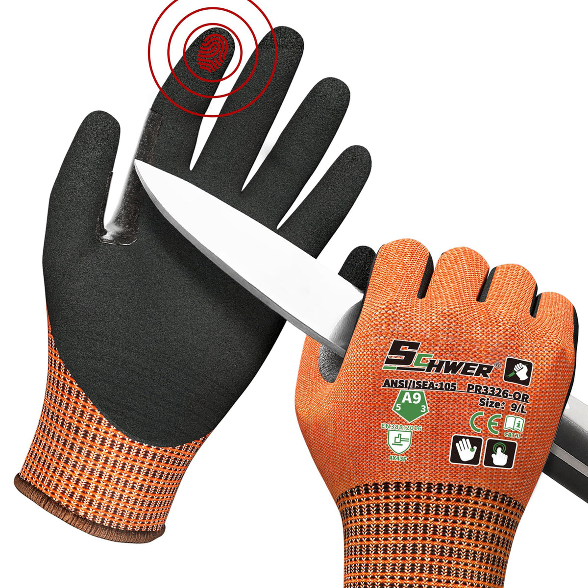 Schwer ProGuard glove front view showing top-level protection for tough jobs.
