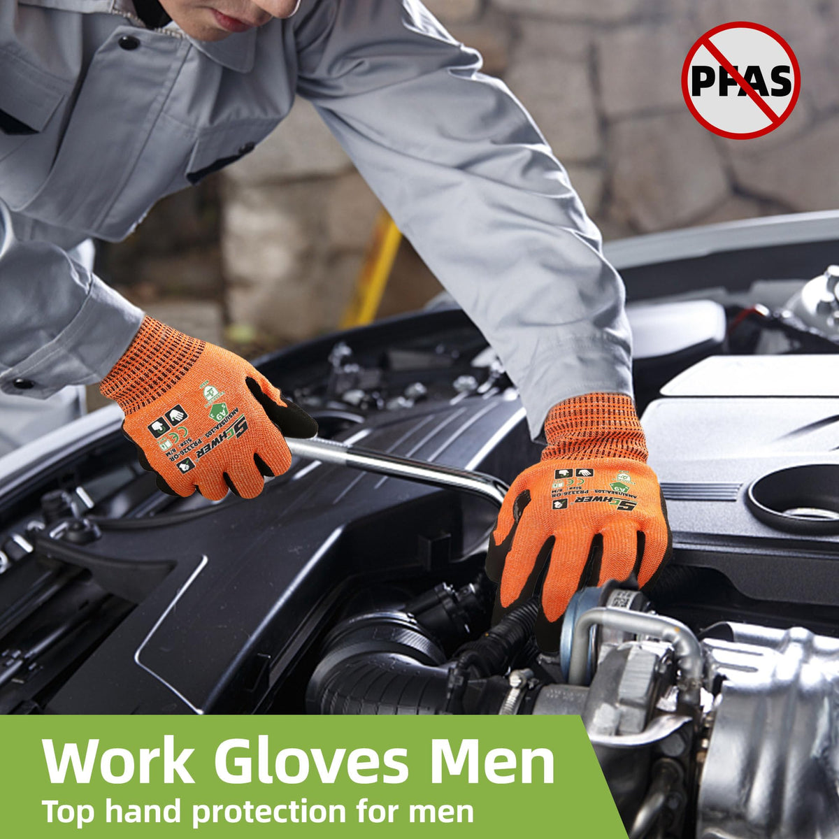 Schwer ProGuard glove sandy nitrile grip in action for secure handling.