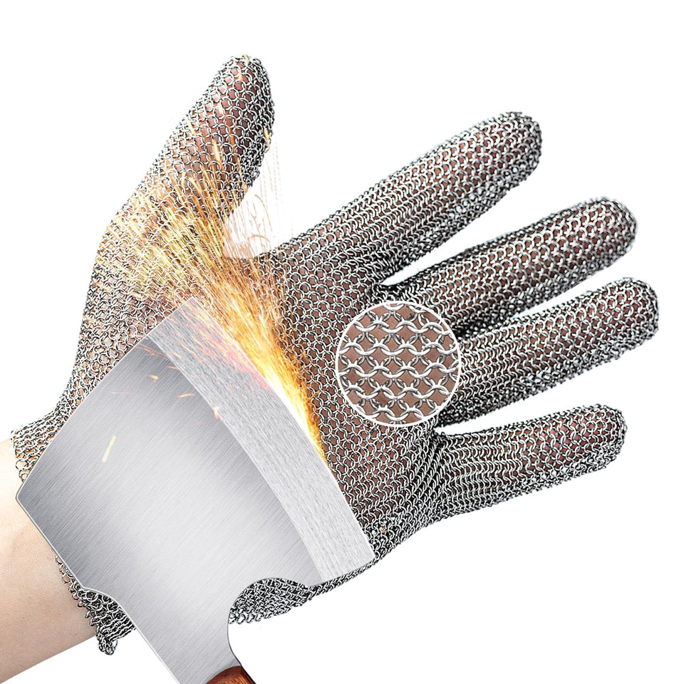 Schwer ProGuard-X A9 cut-resistant glove close-up showing welded rings reduce cut risk