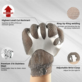 Schwer ProGuard-X A9 glove chainmail mesh design provides rugged protection in blade handling