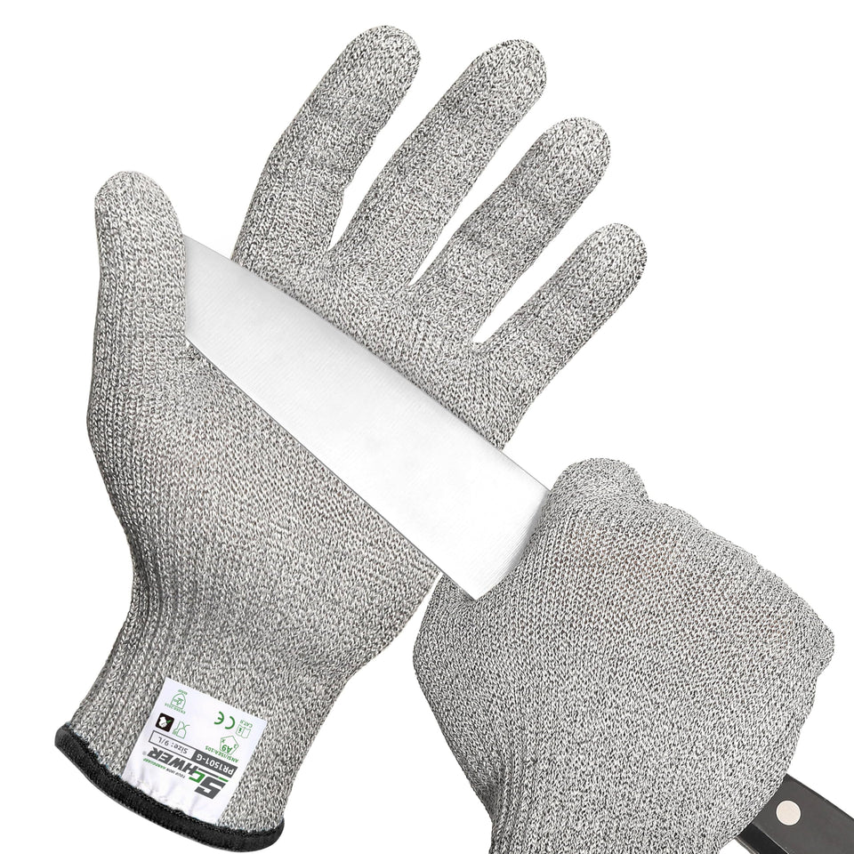 Schwer SlicePro gloves in package, ready for safe food prep and handling.
