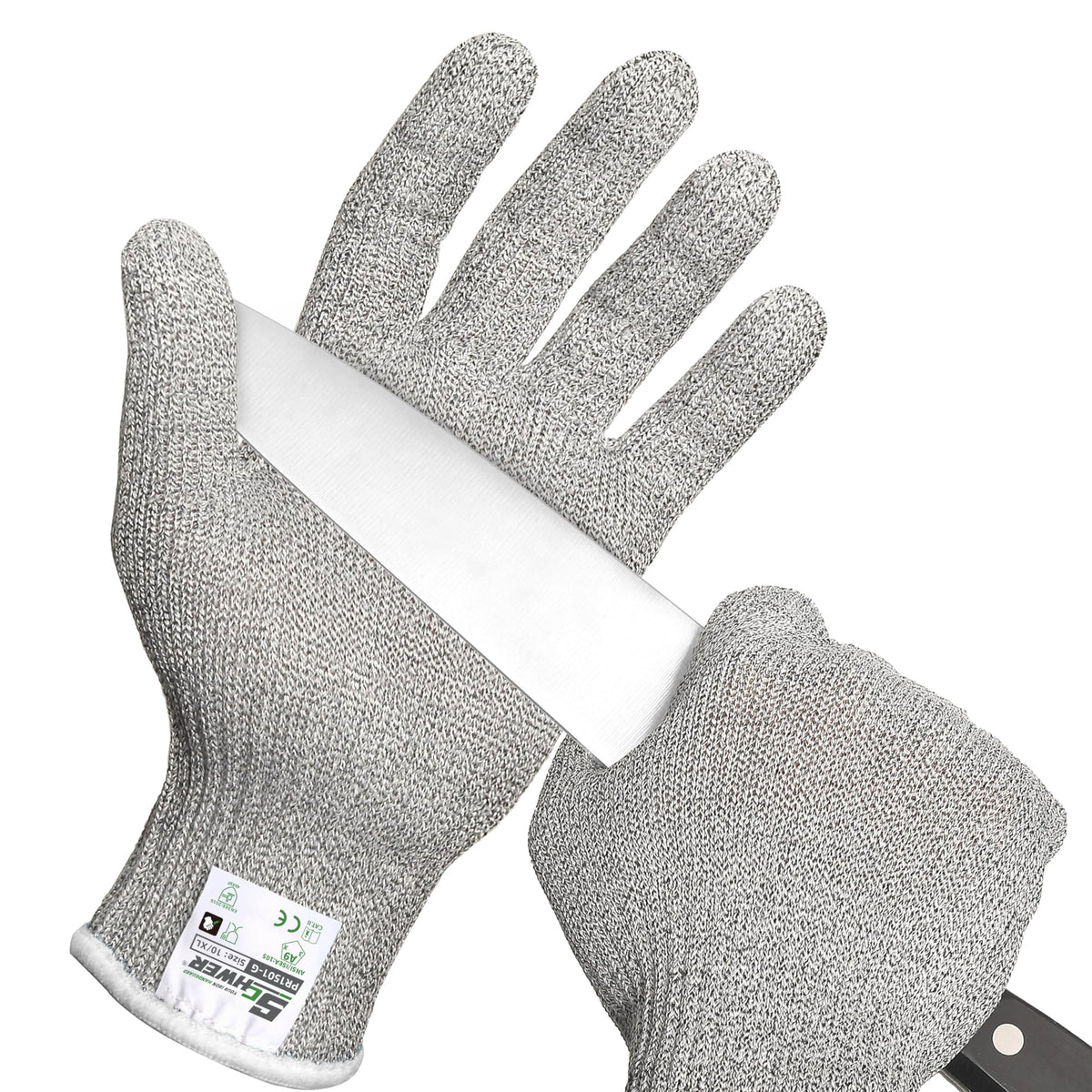 Schwer SlicePro pack shot showing two pairs of cut resistant gloves