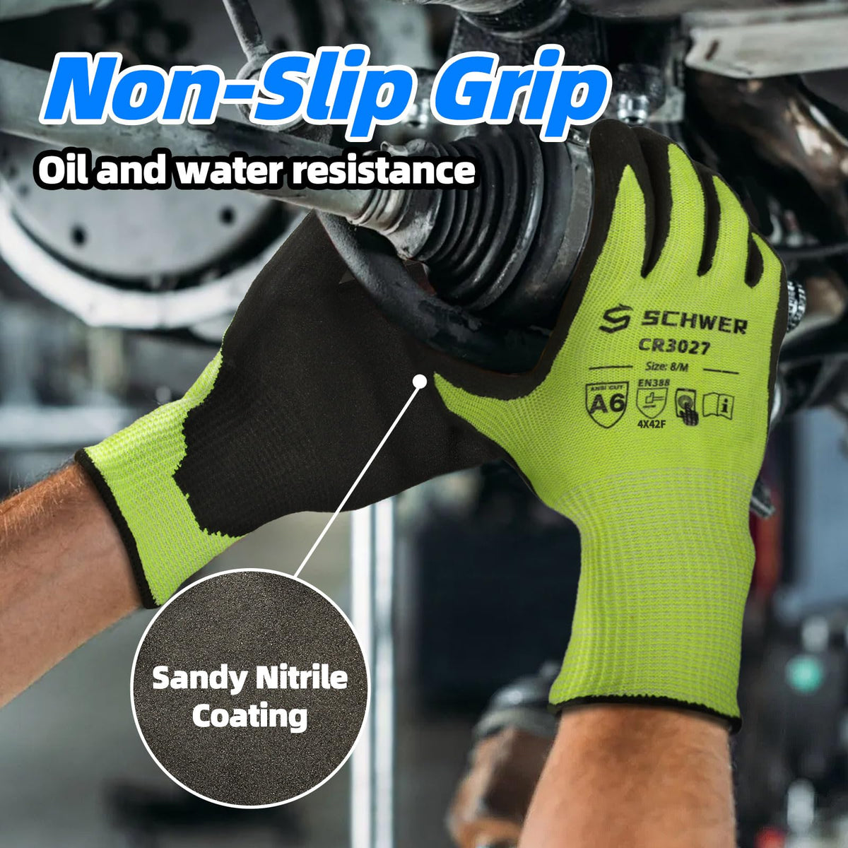 Schwer touchscreen-compatible gloves allow phone use during work.