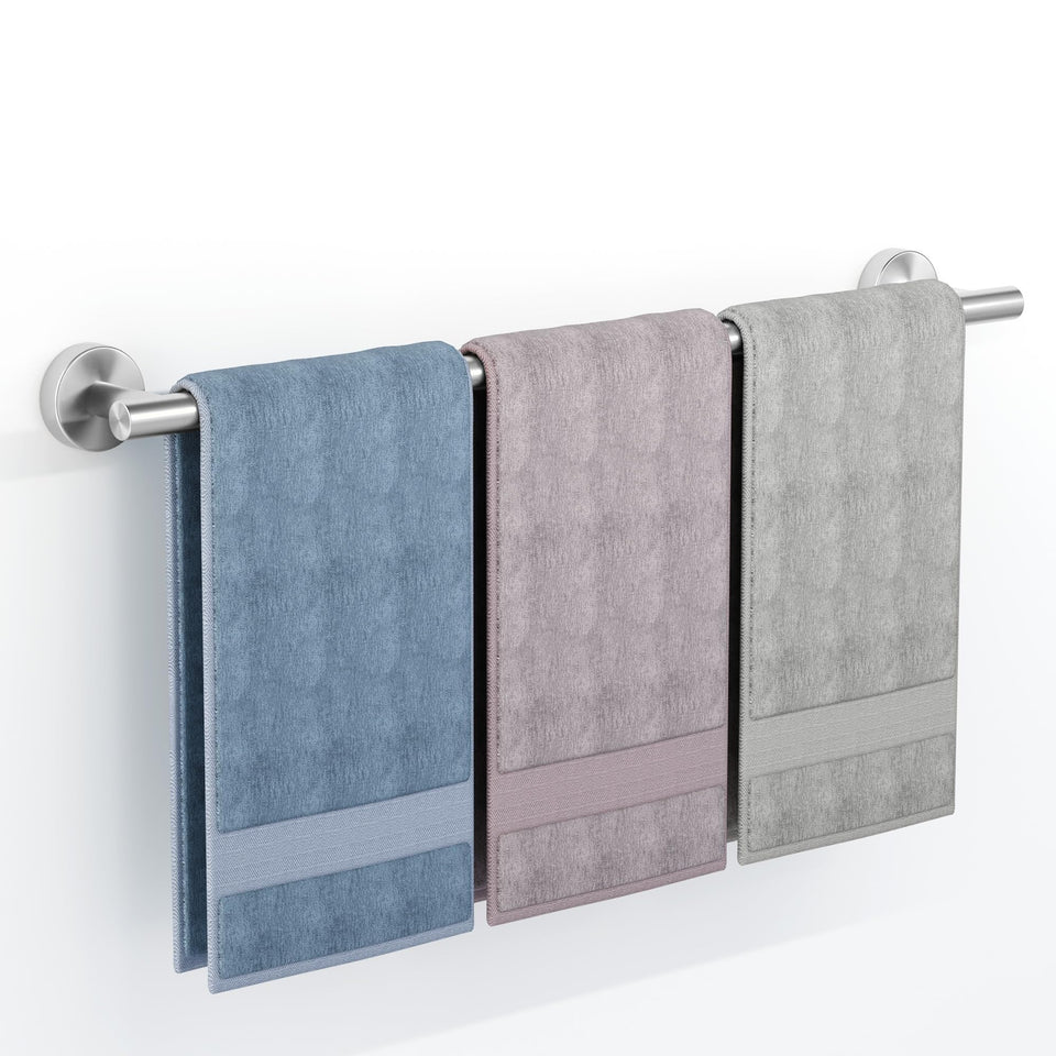 SCILIVE Brushed Nickel Towel Bar, 24-inch wall-mounted for organized bathrooms