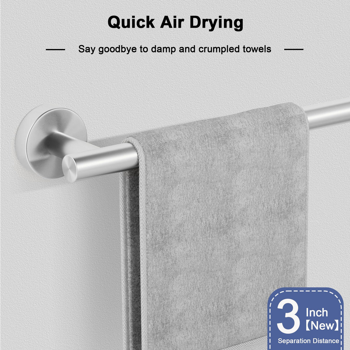 SCILIVE Wall mount saves space, 18-inch usable length fits multiple towels.