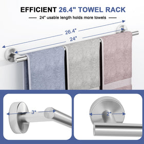 SCILIVE Brushed nickel towel bar with round edges for safety