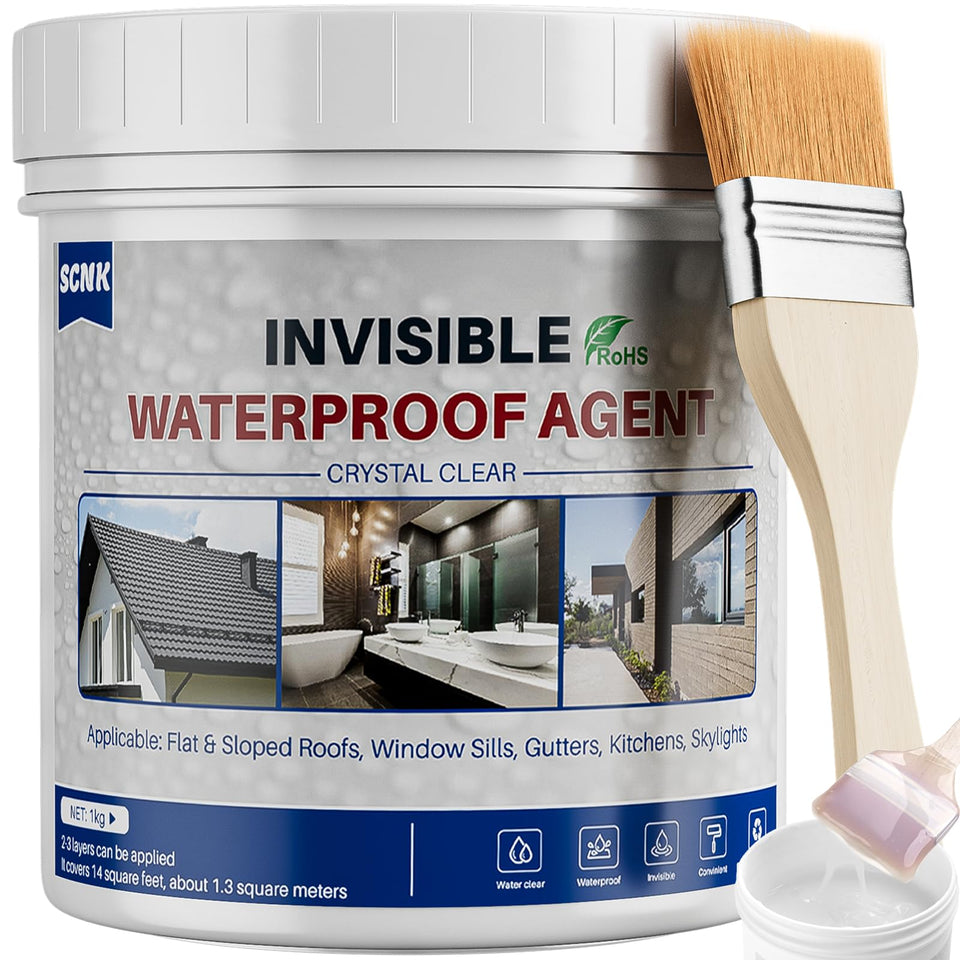 SCNK transparent waterproof coating being poured for easy outdoor application.