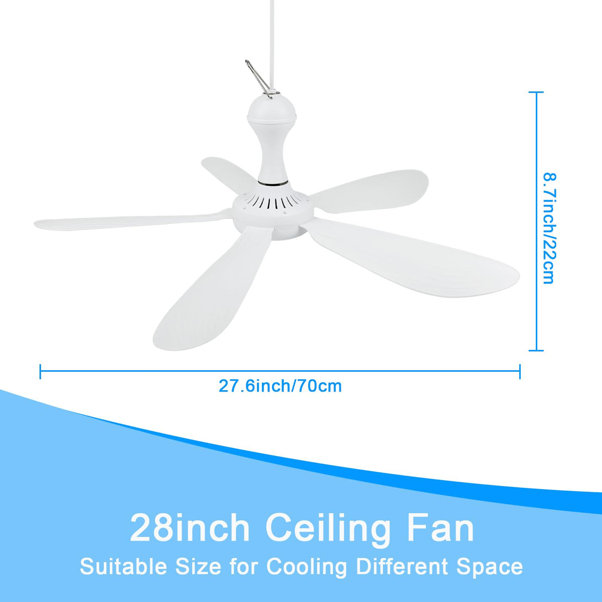 SCOOYEEES 28-inch fan on/off switch allows quick, convenient control.