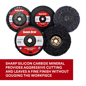 Scotch-Brite XT Pro Disc open nylon web resists loading for consistent cutting action.