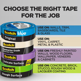 Scotch contractor-grade masking tape 1 in wide for precise edge protection during painting.