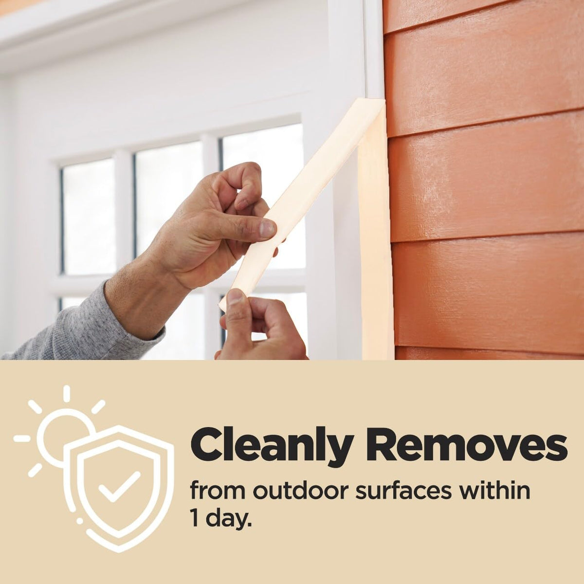Scotch masking tape removes at a 45-degree angle to avoid tearing.