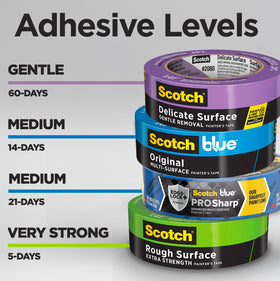 Scotch Delicate Surface Tape lasts up to 60 days indoors