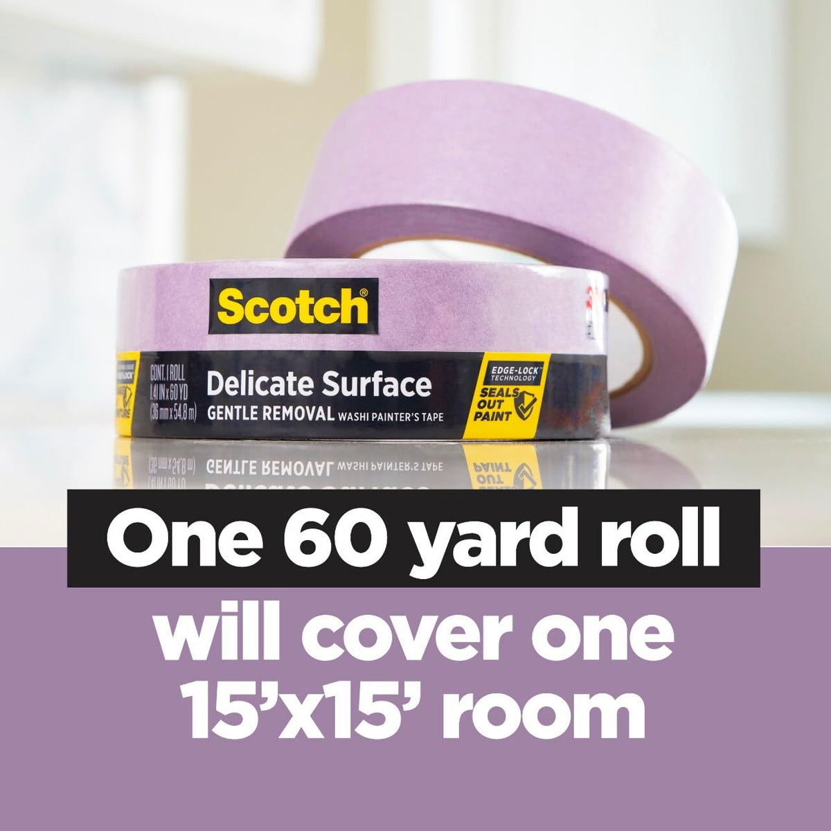 Scotch Delicate Surface Tape enabling decorative wall stripes