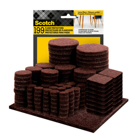Scotch felt pads on chair legs protect floors with smooth sliding