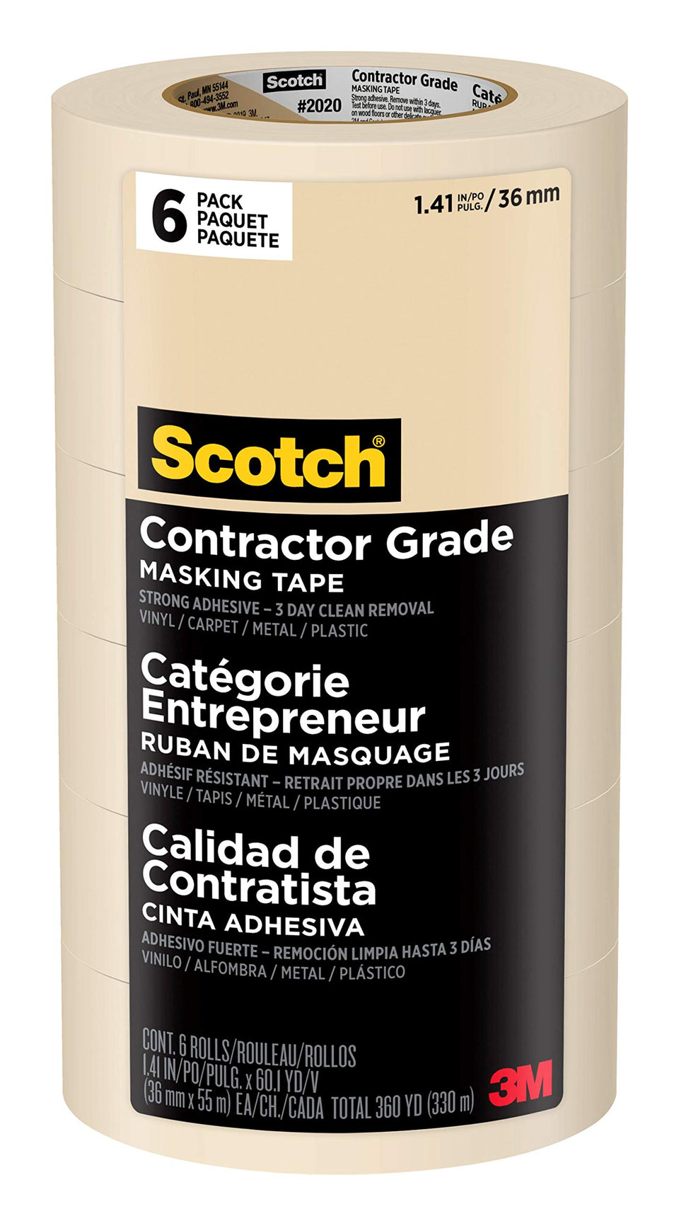 Scotch painter-tape (p4) six-roll pack masking for clean paint lines.