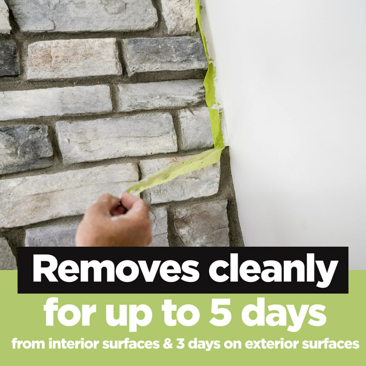 Edge-guided application along trim with 2060 green masking tape.