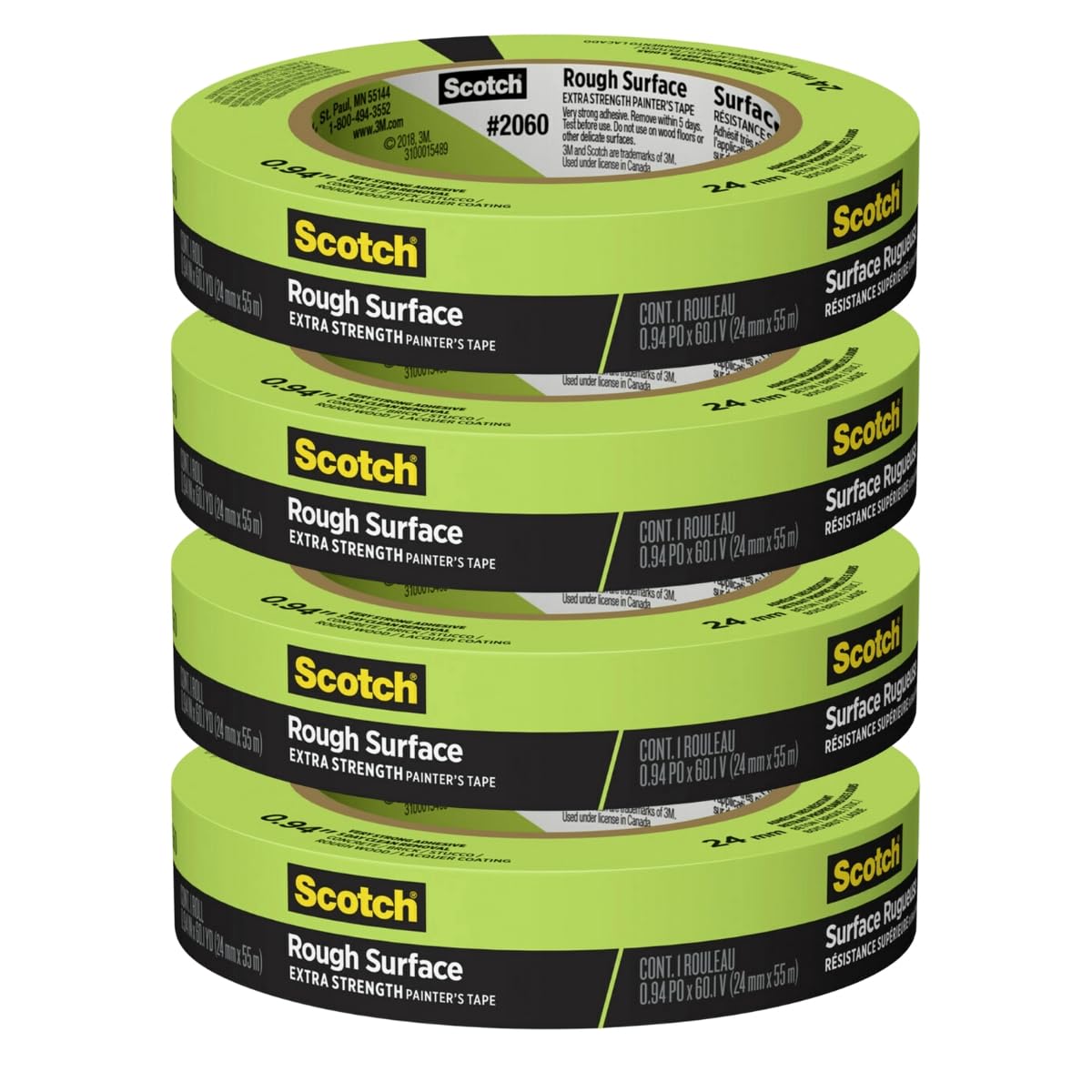 Scotch Painter's Tape 2060 green packaging shows the 4-pack value for projects.