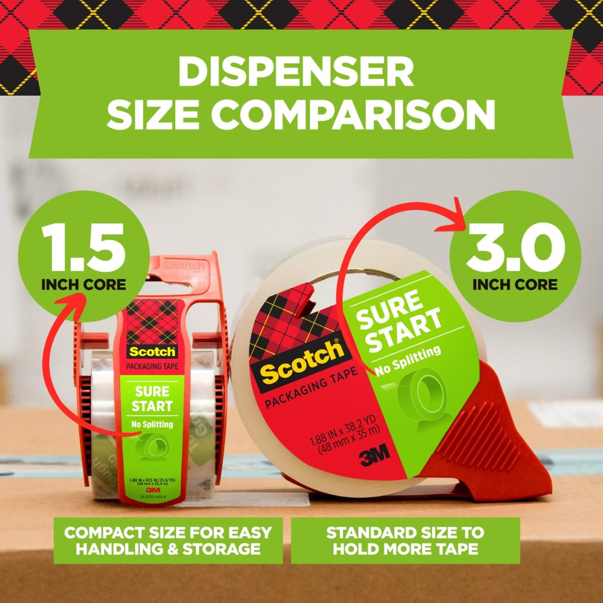 Scotch Sure Start tape provides a durable hold on boxes.