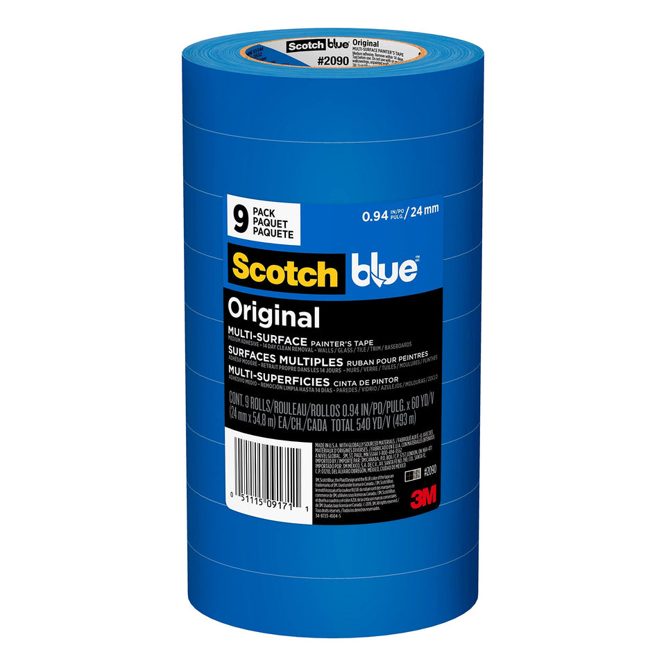 ScotchBlue original multi-surface tape roll shows clean masking for edges