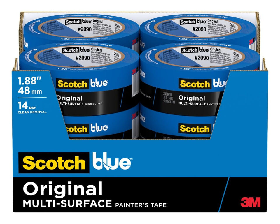 ScotchBlue original painter's tape 12-roll pack for clean edge masking across surfaces