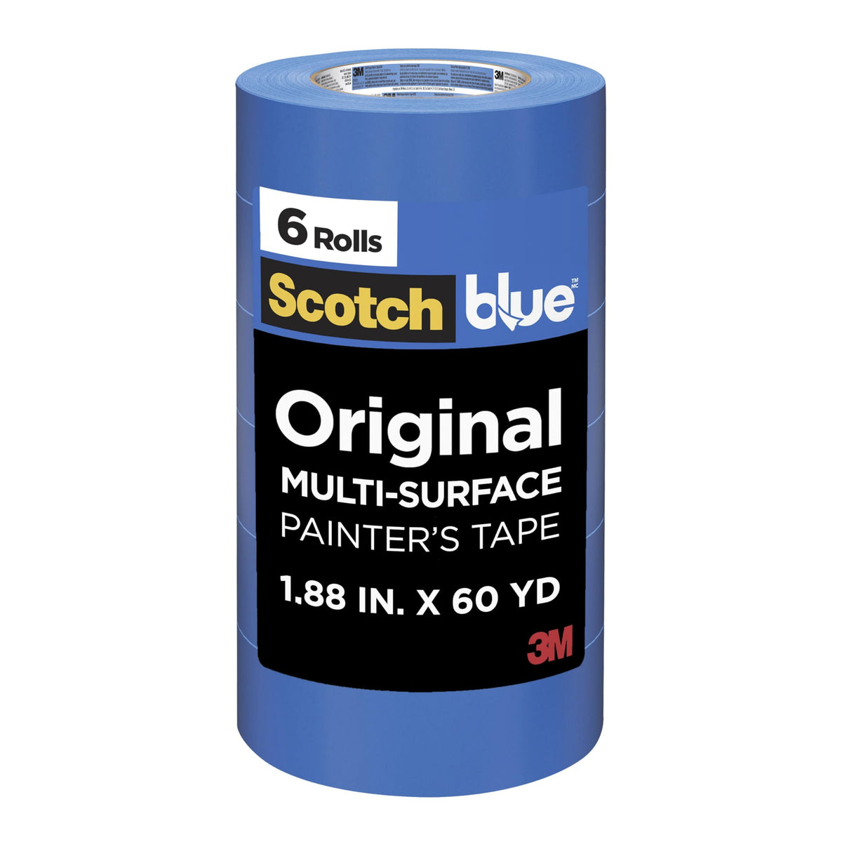 ScotchBlue original painter's tape 2-inch rolls for multi-surface projects.