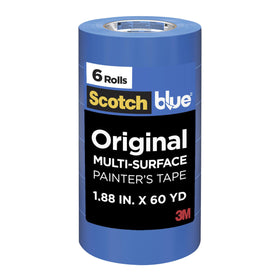 ScotchBlue original painter's tape 2-inch rolls for multi-surface projects.