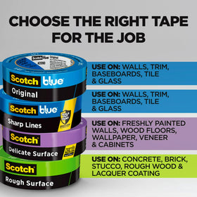 Tape applied on a smooth wall for sharp paint edges and easy removal.