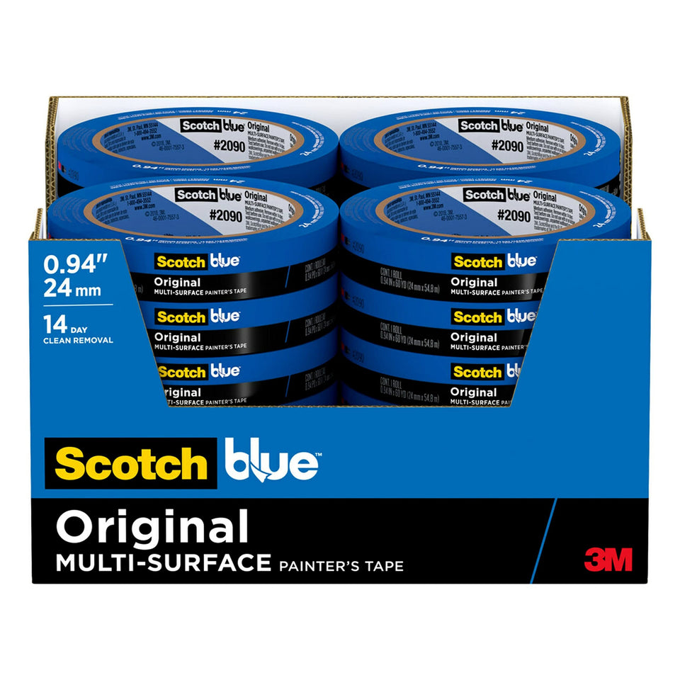 ScotchBlue Original painter’s tape on wall for clean edge protection during painting
