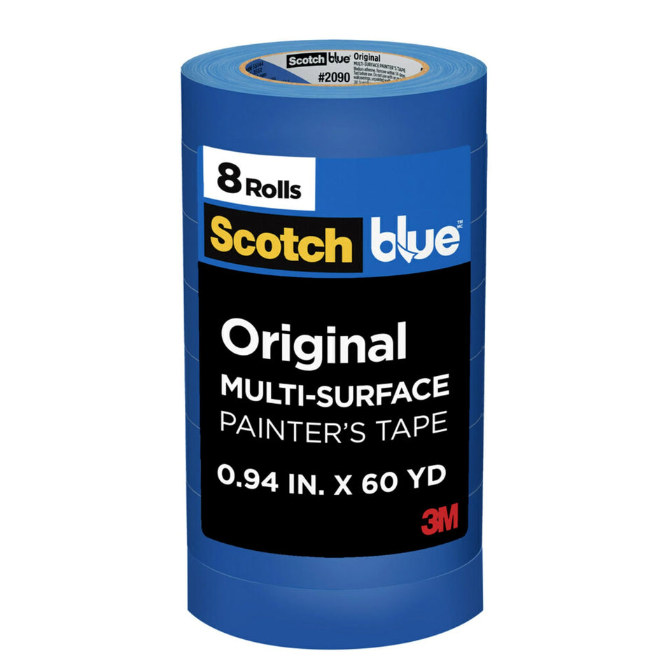 ScotchBlue painter's tape 0.94-inch blue roll for multi-surface masking and clean lines.