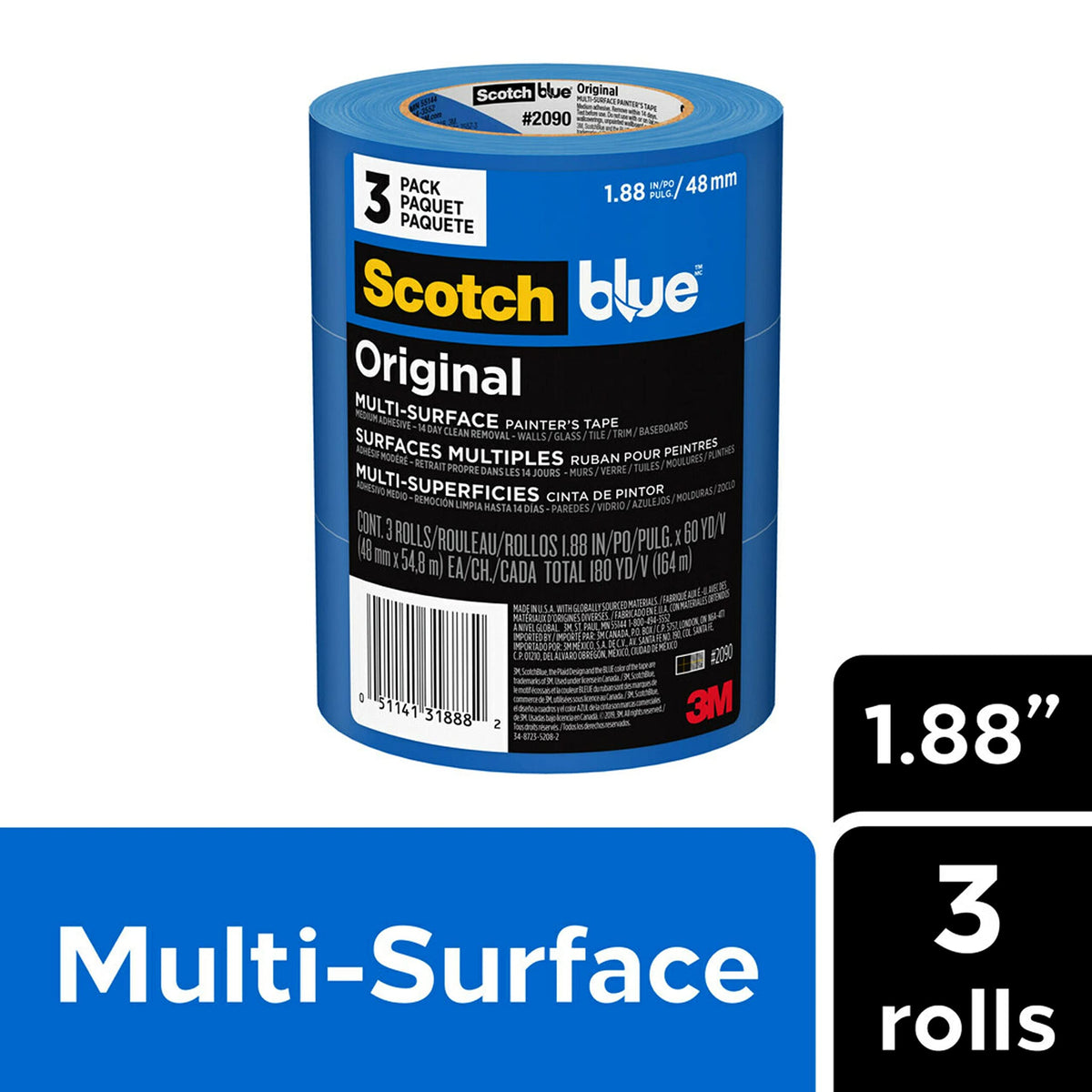 ScotchBlue tape lifts cleanly with no residue after painting