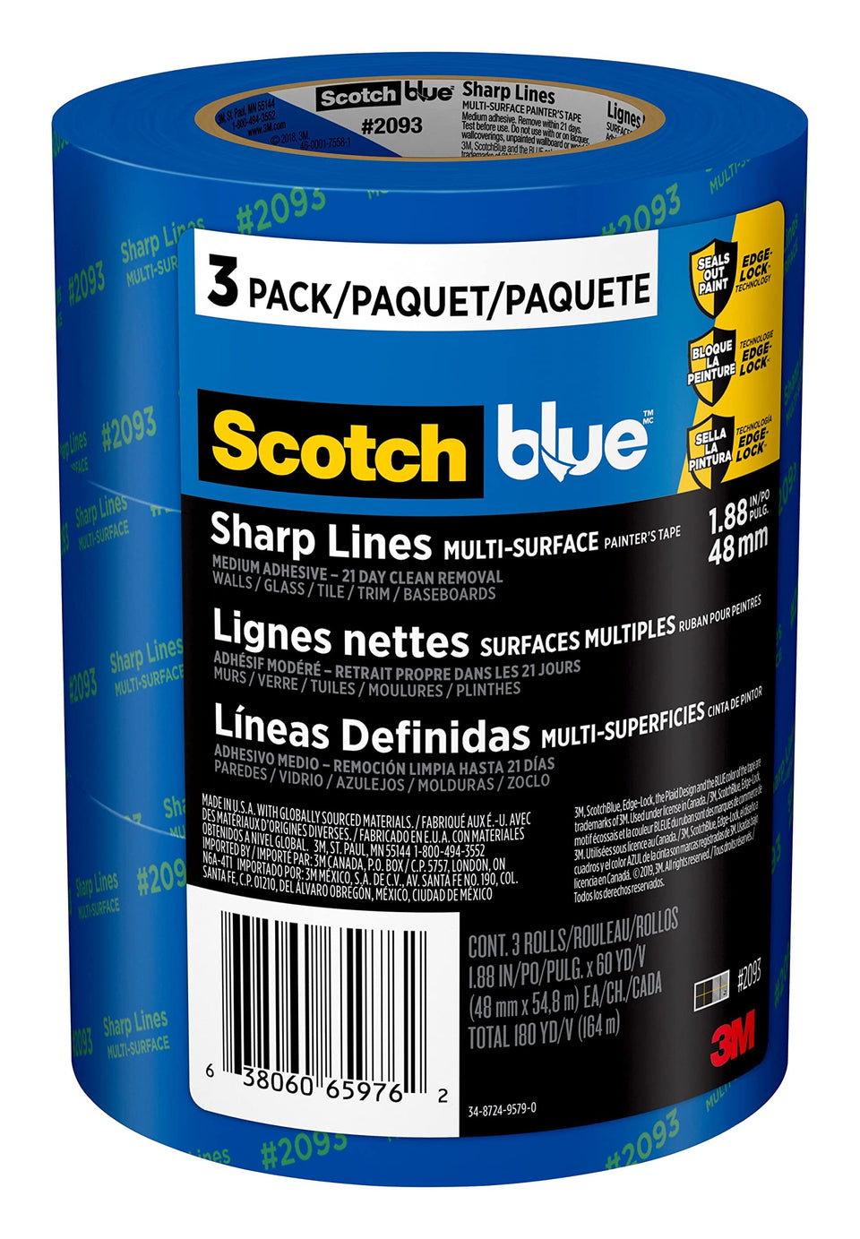ScotchBlue Sharp Lines closeup in blue shows crisp edges for clean painting.