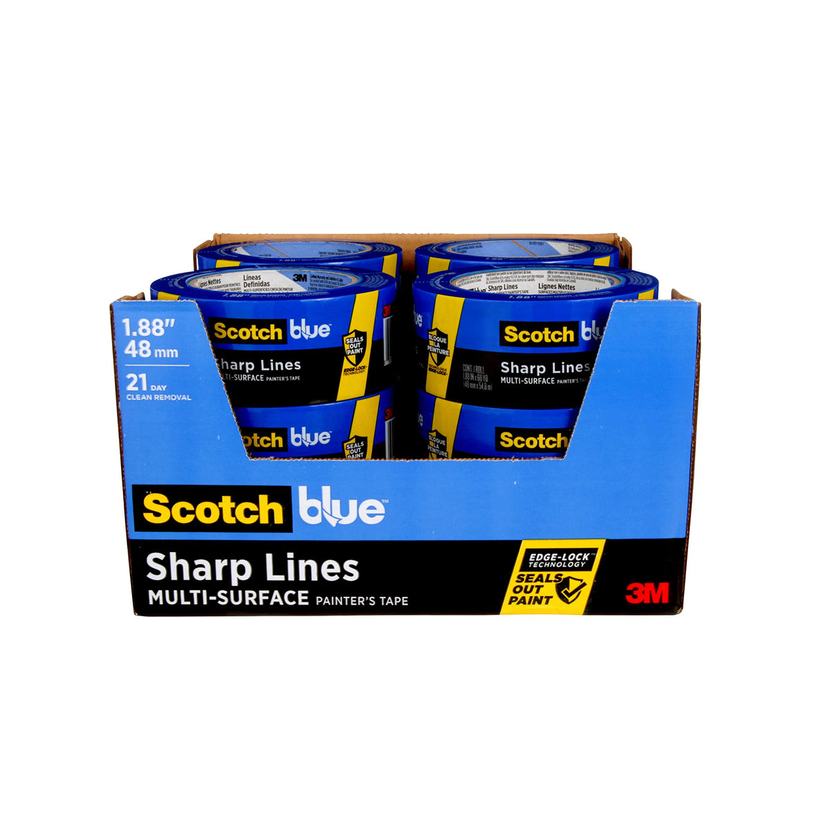 ScotchBlue Sharp Lines tape Edge-Lock technology creates crisp paint lines on surfaces.
