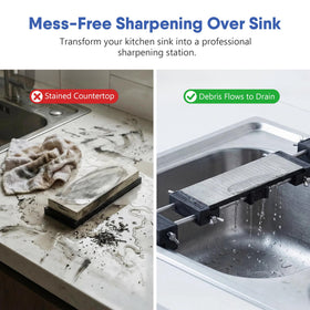 SCOTTCHEN anti-slip rubber ends protect the sink and prevent movement during honing