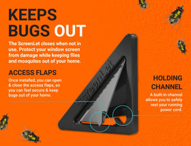 ScreenLet outdoor power use powers holiday lights and fans from outside.