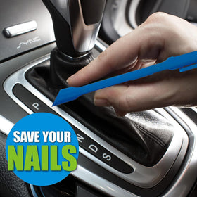 Scrigit Scraper reaches narrow spaces to remove grime in kitchens.
