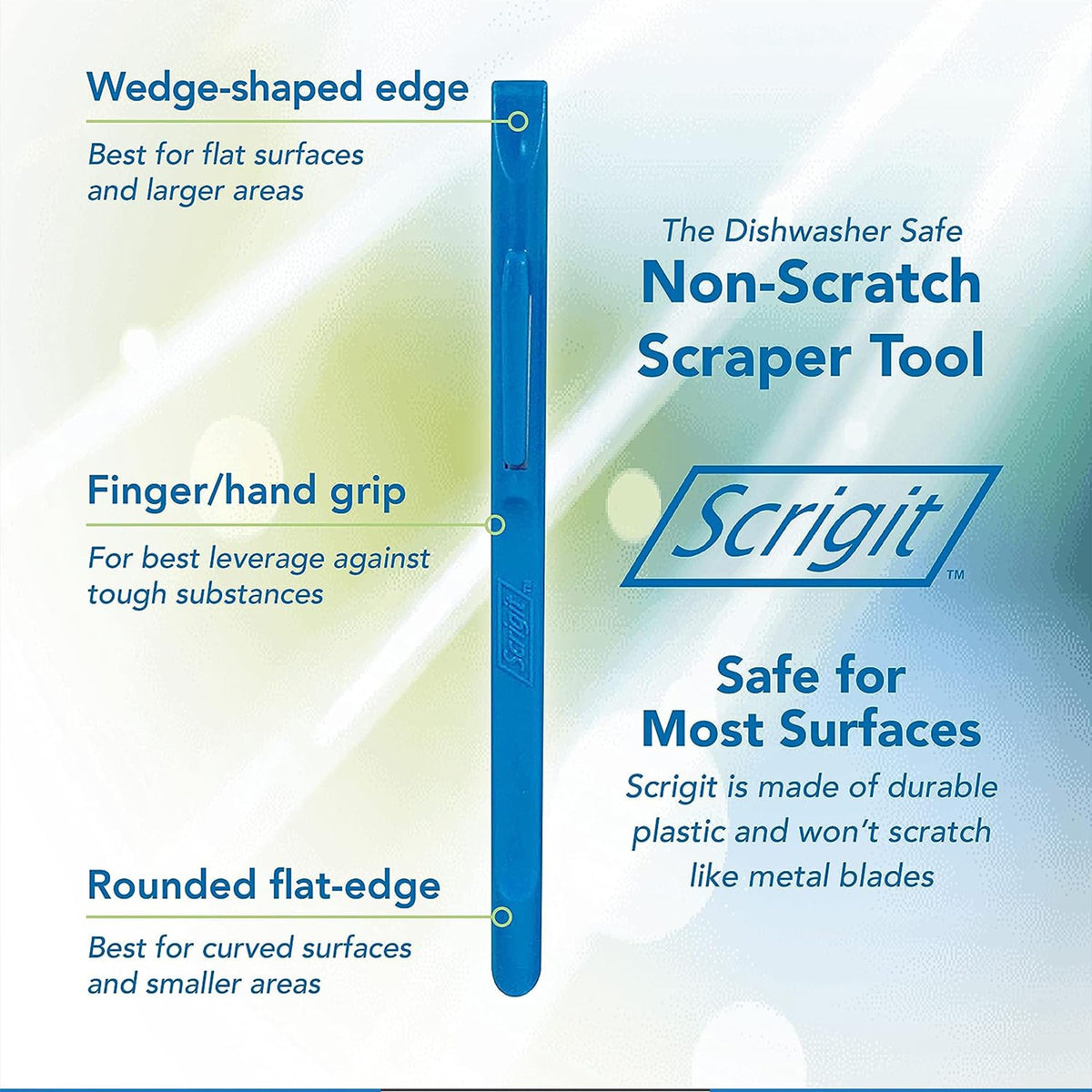 Round-edge Scrigit tool in tight crevices for curved surfaces.