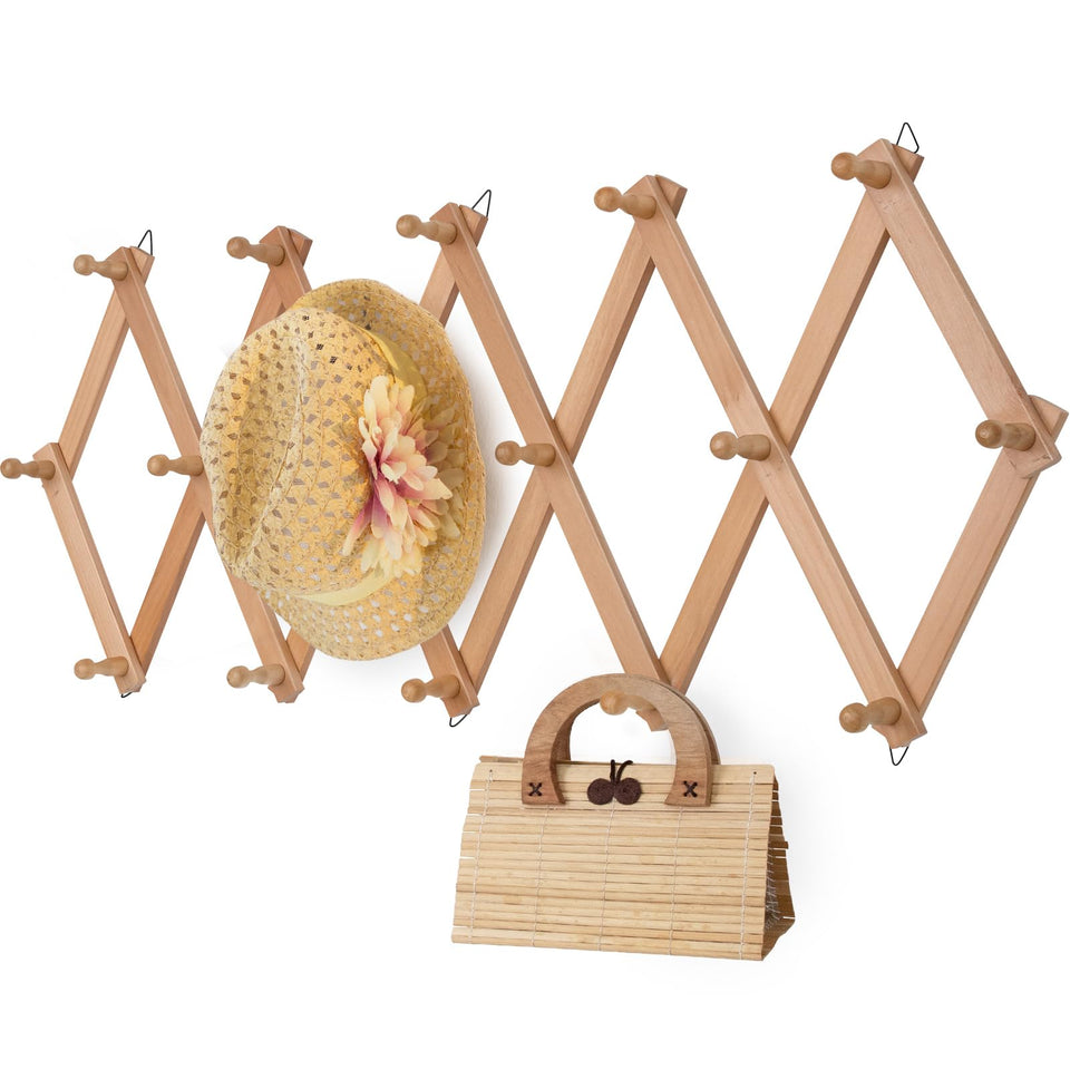 SCUNDA wall rack 16-hook accordion design maximizes space in small entryways.