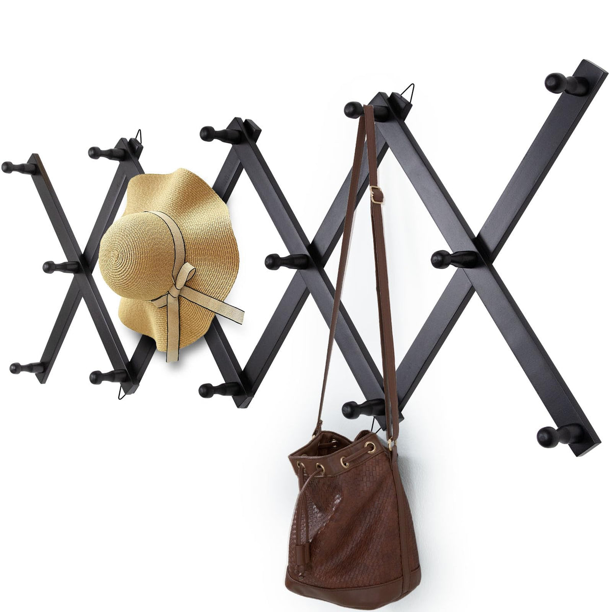 SCUNDA wall rack with accordion design saves space while organizing coats